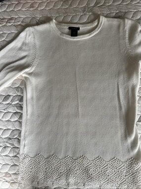 Ann Taylor Factory Cream Crewneck Knit Top